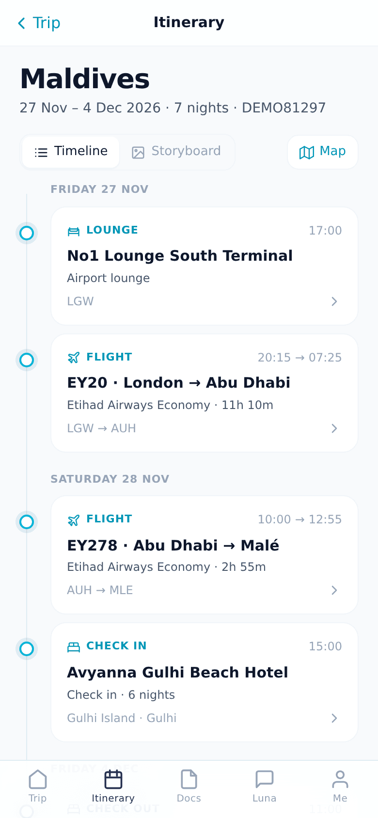 The day-by-day itinerary